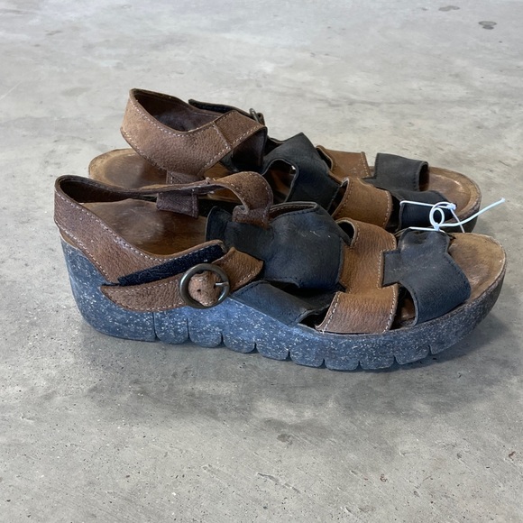 Fly London Womens Two Tone Leather Sandals Wedges Strappy Size 37/6-6.5 - Picture 1 of 7